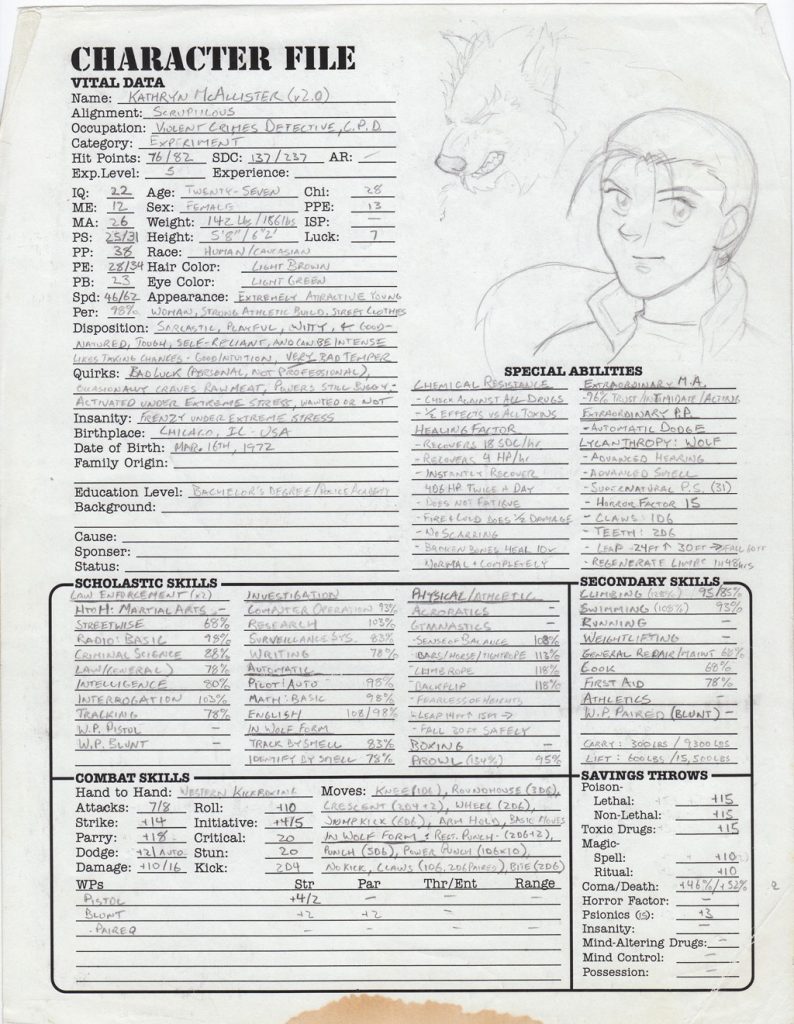 Kate's Heroes Unlimited 2.0 character sheet