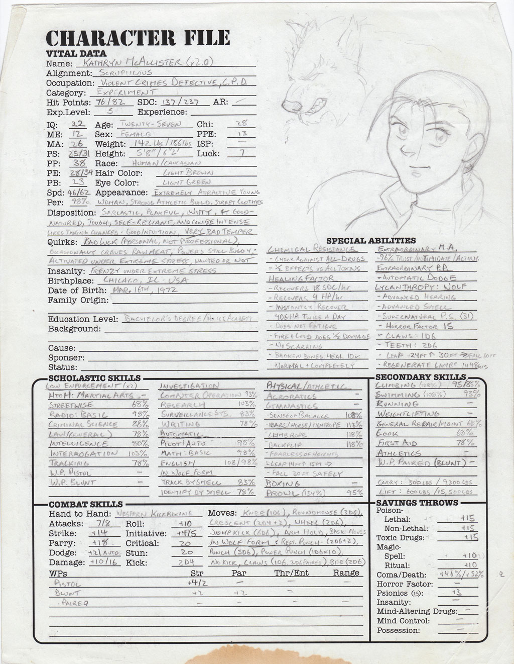 bubblegum crisis rpg character sheet