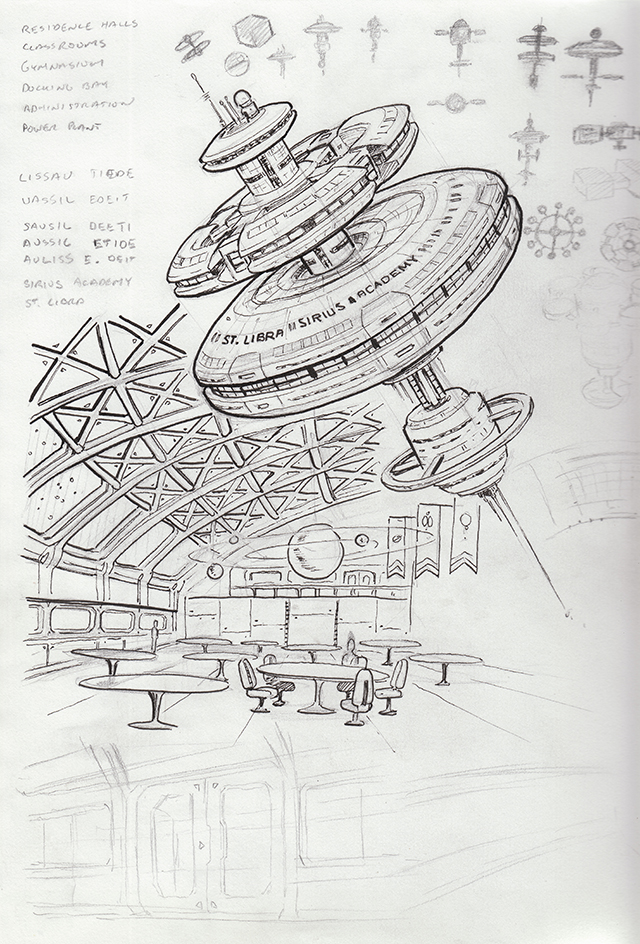 Space school concept sketches
