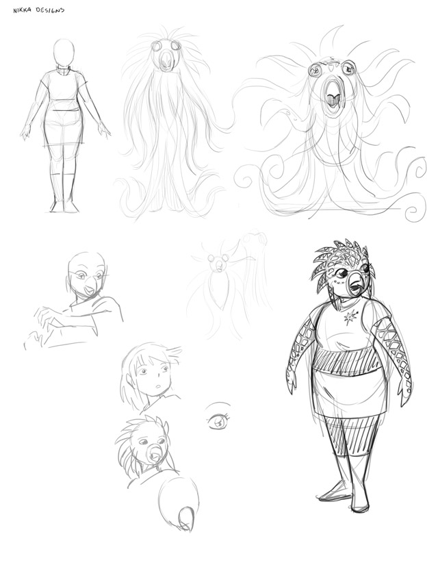 Initial character sketches